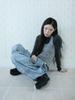 Eogeulliswedou Ruffle Check Skirt Cargo Pants (Blue)