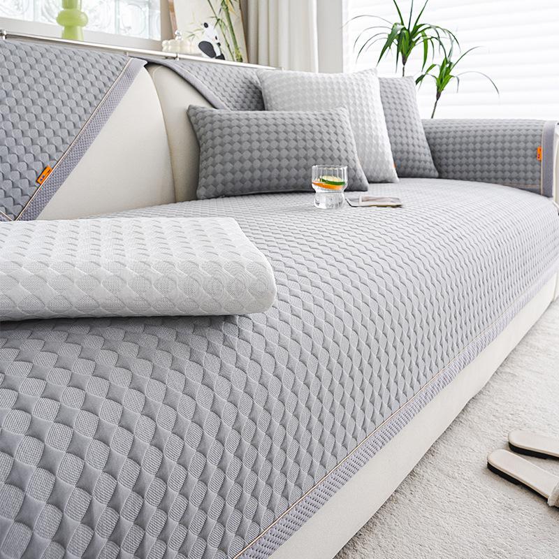 Summer Ice Cream Cold Bean Sofa Cushion Mat Non-slip Breathable Living Room Sofa Cover Cloth Back Towel