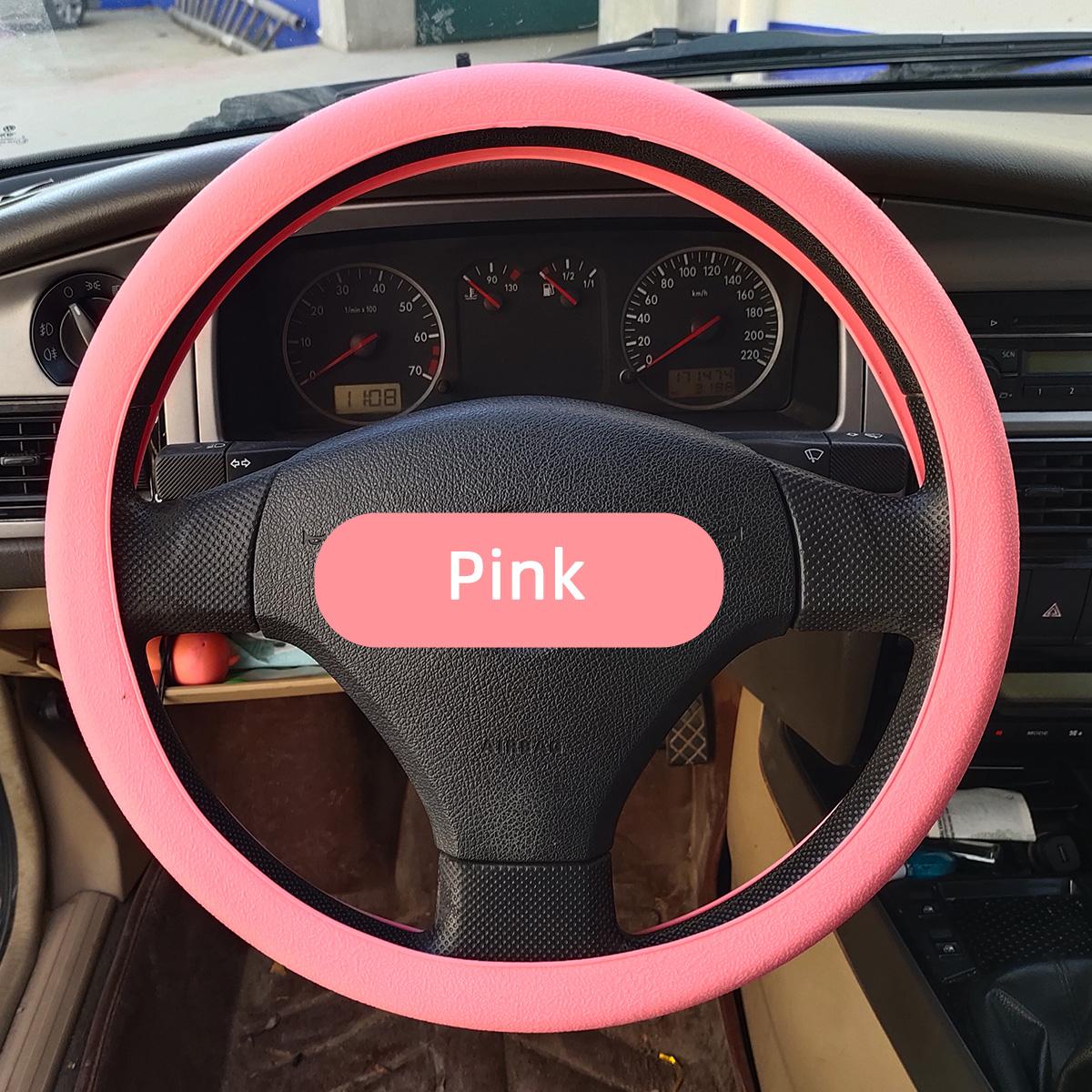 

Автомобільний літній універсальний силіконовий чохол для рульового колеса Еластичний чохол для рукавичок з текстурою, м’який, багатоколірний, автоприкраса, аксесуари своїми руками рожевий