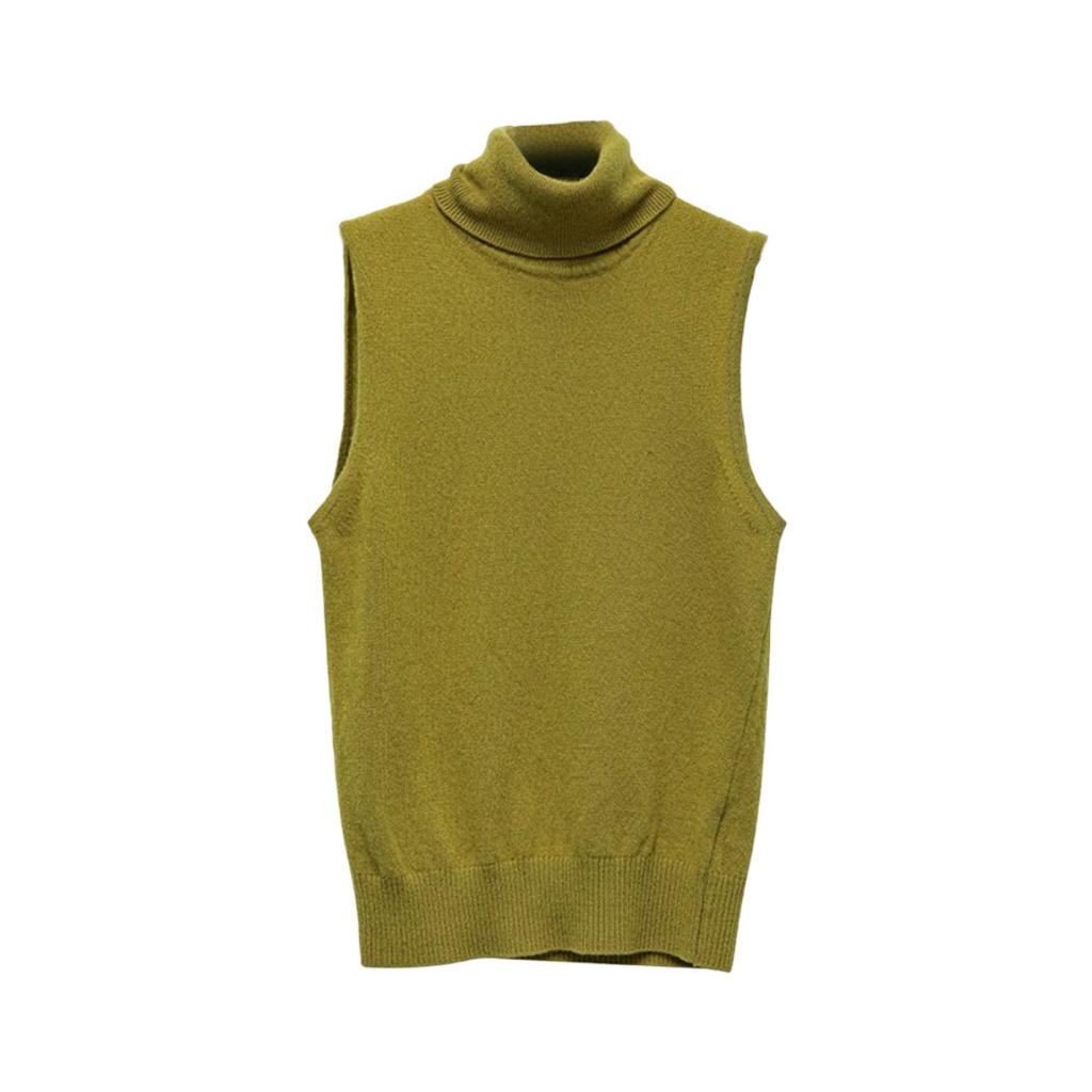 Fall New Women's Sleeveless Knit Tank Top, Simple High Neck Knit Vest Top for Women, European & American Style