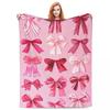Trendy Ballet Pink Ribbon Bow Microfleece Throw Blanket Sizes Comfortable for Camping Perfect Gift