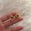 Korean Dongdaemun Zircon Pearl Stud Earrings - Elegant Fireworks Design
