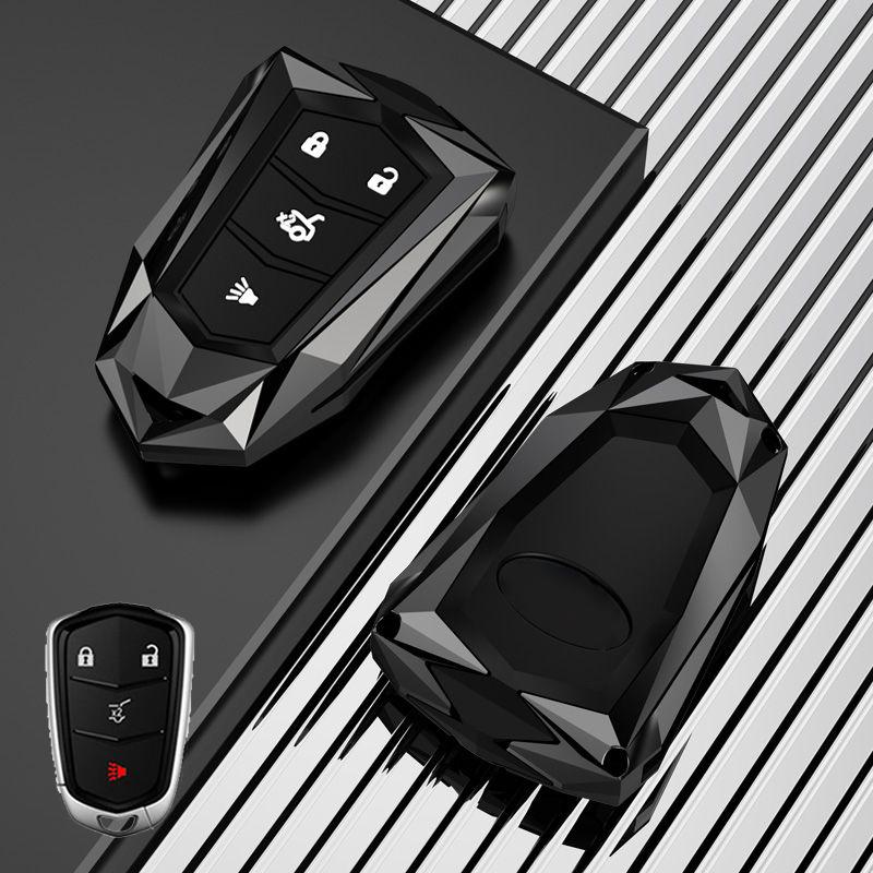 

Car Key Case Cover For Cadillac Ats Ct6 Cts Dts Xt5 Escalade Esv Srx Sts Xts Elr 2014 - Remote Key Holder Keychain