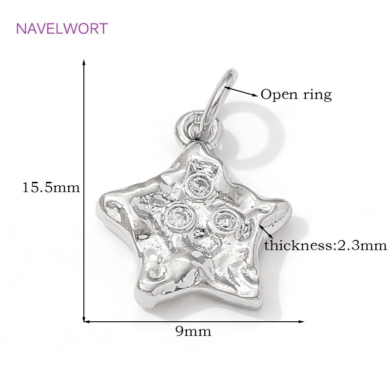 18K Gold Plated Brass Star Shape Pendants Charms For Jewelry Making,Inlaid Zircon Pendants,DIY Necklace Making Findings