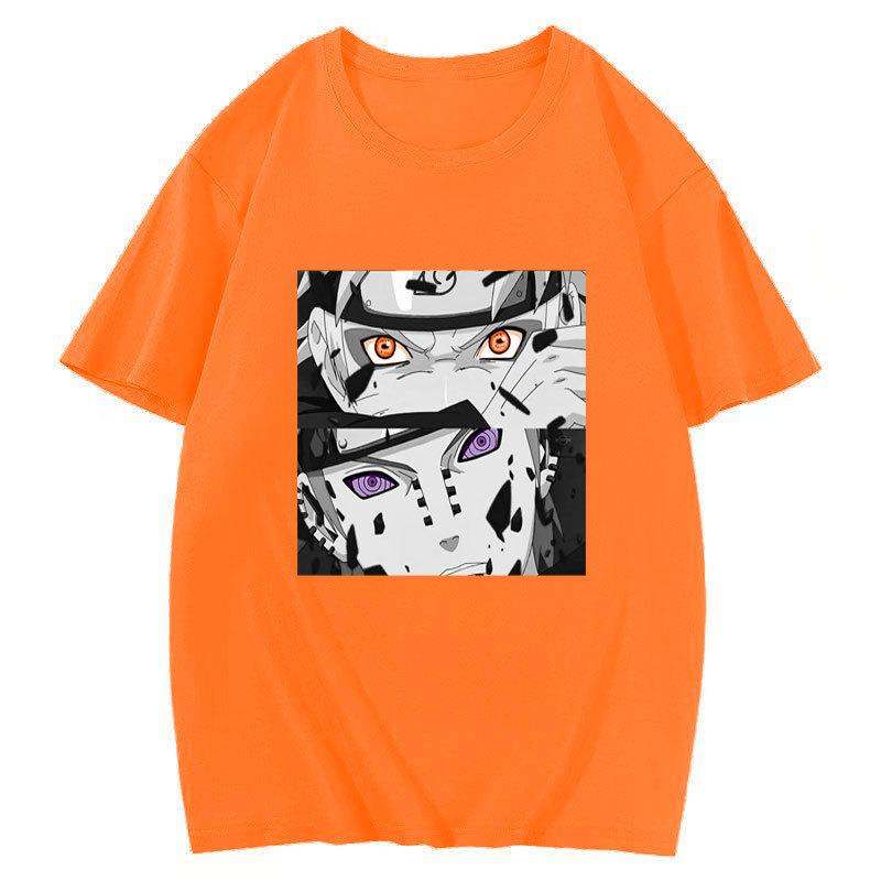 Japanese Anime Naruto Uchiha Itachi Printed T-shirt, Cotton Short Sleeve Unisex Fashion Street Couple Tops