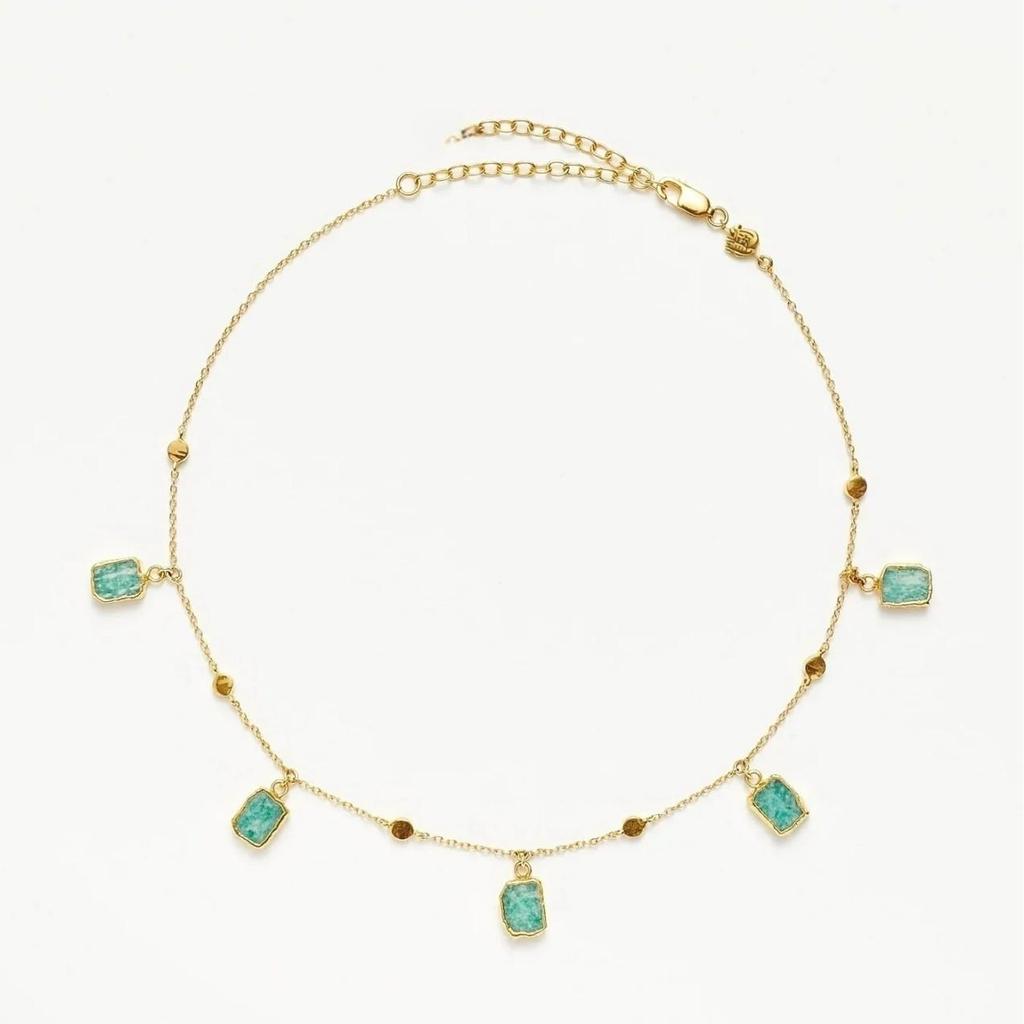 Tianhe Stone Blue Multi-Layered Retro Clavicle Necklace with Real Gold Electroplating