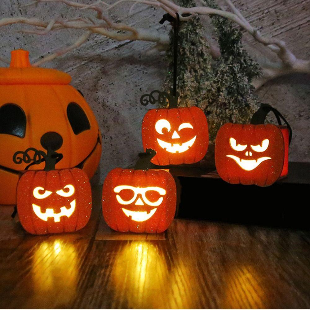 

Wood Halloween Pumpkin Lantern DIY LED Lanterns Hanging Pumpkin Light Haunted House