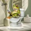 Transparent Acrylic Decor Frog on Toilet Decor, 2D Funny Bathroom Shelf Figure, Cute Decoration Assembled Statue for Desk Living Room Office,