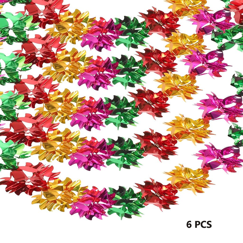 6pcs Foil Christmas Streamer Decorations, Christmas Ceiling Decorations Indoor for Xmas Party, Christmas Colorful Garland Swirls