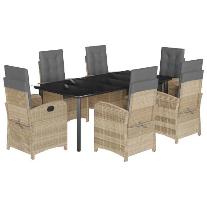 VidaXL Ensemble à Manger de Jardin avec Coussins 7 pcs, Table et Chaises avec Dossier Réglable, Meubles d'Extérieur Patio 3212407