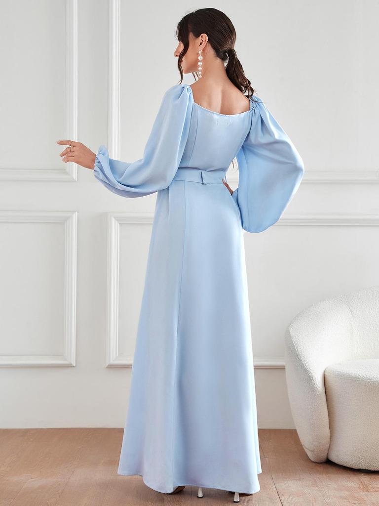 Elegantes Diamantkleid mit hoher Taille, Herbst 2023, muslimische Mode aus dem Nahen Osten