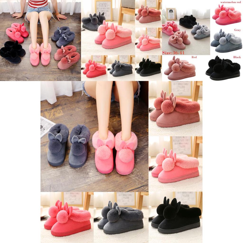 Cozy Women Bunny Rabbit Plush Slippers With Soft Antiskid Sole For Winter Warmth