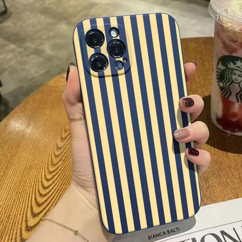 Minimalist Yellow Style Striped Phone Case For iPhone 16 15 14 13 12 11 Pro Max Mini X XS XR SE 7 8 Plus Shockproof Cover Fundas