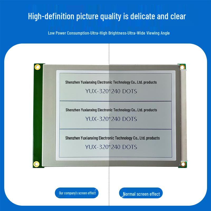 FSTN LCD Screen - Gray Background, Black Characters, 320x240 COB Dot Matrix, Ideal for Industrial Control and Cold Chain Display.