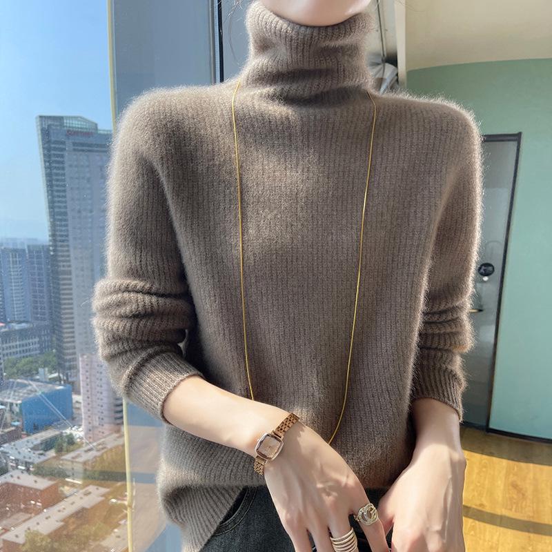 Women's Cashmere Double-Thick Turtleneck Loose Knit Sweater - Autumn/Winter