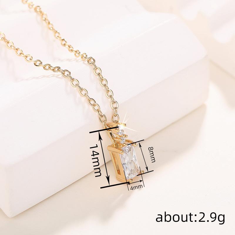 Minimalist Pendant Necklace for Women, Embellished with Synthetic Zircon, Elegant Linear Design, Daily Jewelry