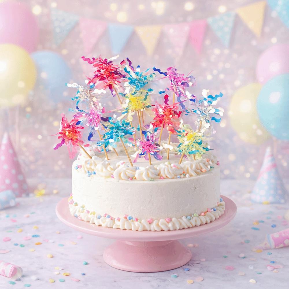 10 pieces Colorful Foil Firework Cupcake Toppers Fireworks Tassels Cake Plugin  DIY Baking