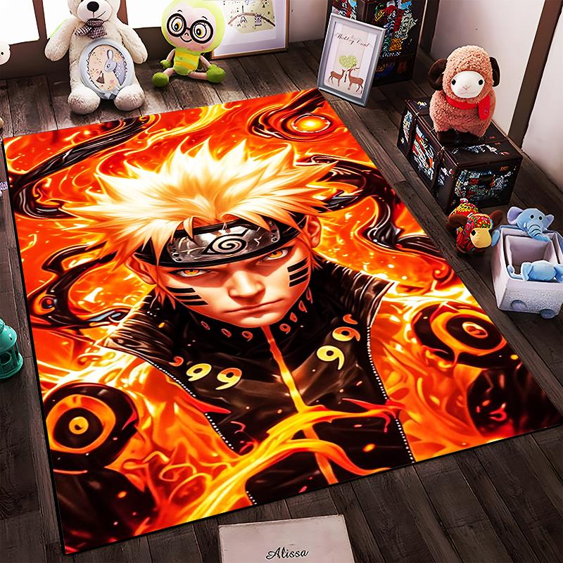 "Anime-Inspired Fiery Character Design Carpet for Living Room Decor" Suitable for Use As an Anti-slip for Living Room Bedroom Sofas