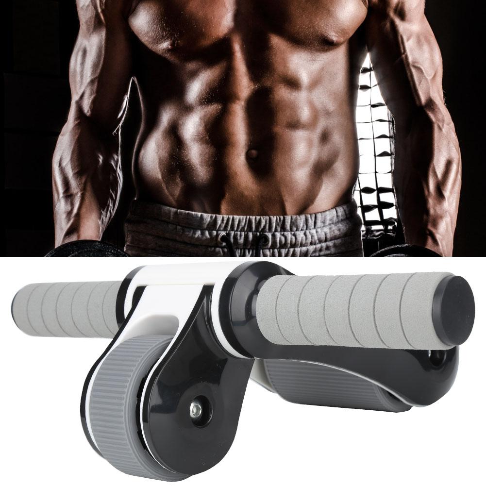 2 Wheels Ab Wheel Roller Abdominal Muscle Exerciser Gym Home Fitness Equipment with Knee Padblack