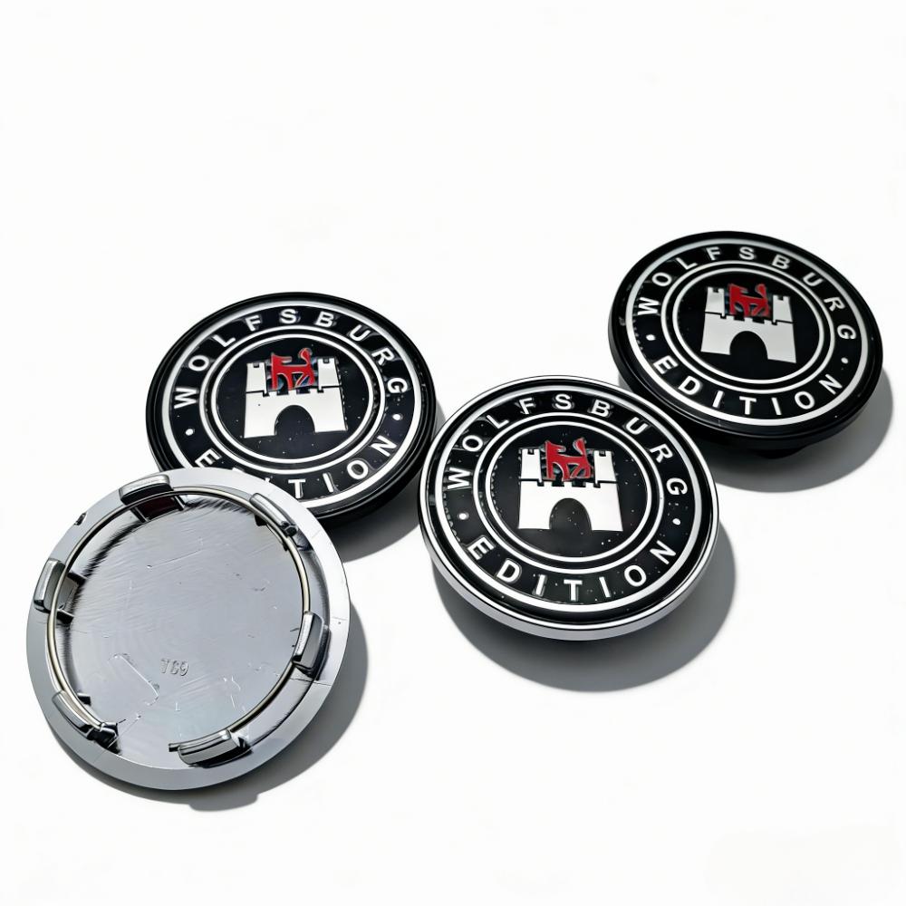 4pcs Wolfsburg Logo Emblem Car Wheel Center Caps 69MM Clips 56MM Wheels Hub Dust Cap Rim Hubcaps Cover Replace Car Accessories