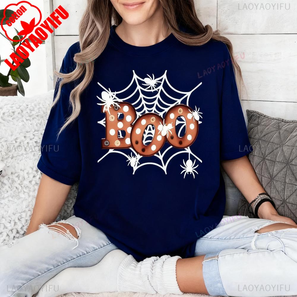 

Boo Spider Shirt Spider Halloween TShirt Halloween Party 2025 TShirt Spooky Season Tee Unisex Women Casual Fashion Cotton Tops 4XL