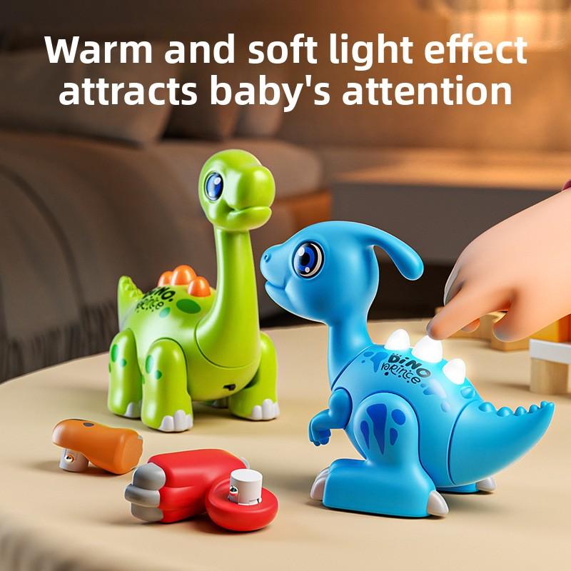 New DIY Magnetic Assembly Dinosaur Toy, Realistic Model with Lights & Music, Transformable STEM Gift for Boys