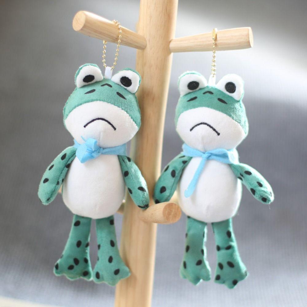 Plush Frog Plush Keyring Cartoon Frog Red Scarf Frog Plush Pendant School Bag Pendant