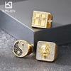 Lion Head Square Seal Finger Wrench, Hip Hop Full Diamond Cross Tai Chi Figure Titanium Steel Men'S Ring