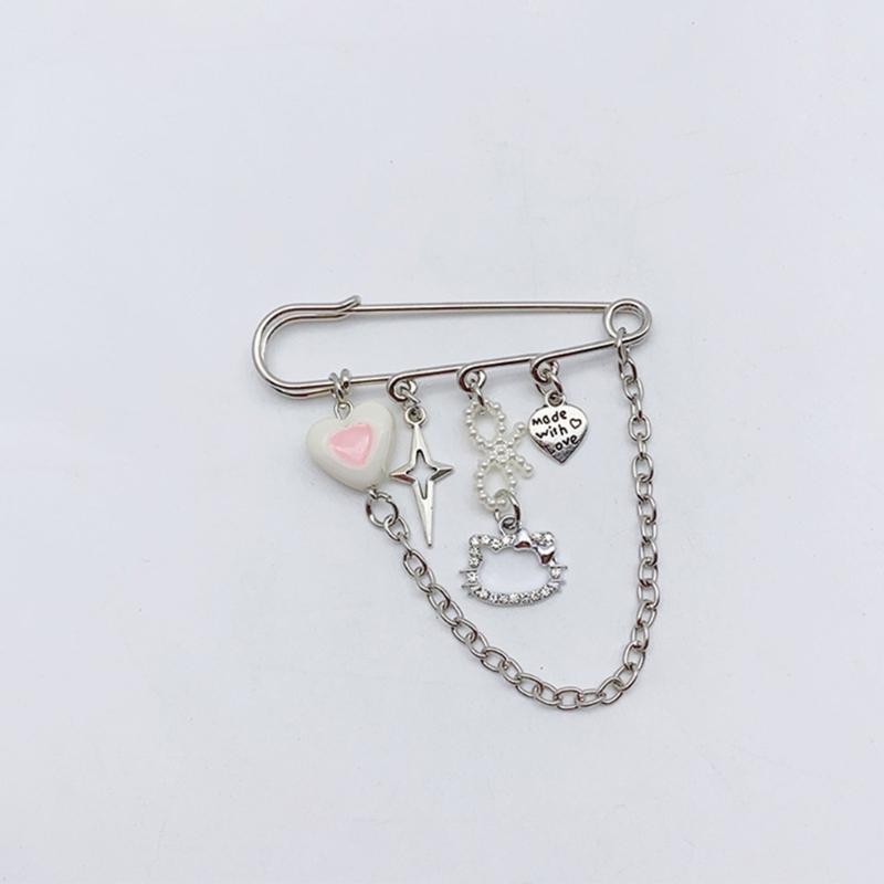 Sweet Pin Clothing Jewelry Sweater Shawl Clip Decorative Chain Pin Alloy Material Clasp Pin Lapel Pin for Daily Party