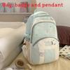 Letters Blocked Color Star Embroidery Pattern Student Backpack With Pendant