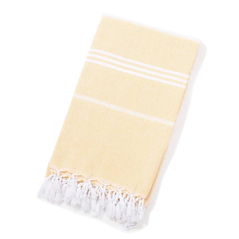 Custom Pure Cotton Turkish Striped Beach and Sauna Towel with Non-Stick Sand and Tassels for Adults