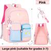 2 Size Primary Backpack with Pendant for Girls Aged 6-12 Lightweight Children's Backpacks Contrasting Color Student School Bags