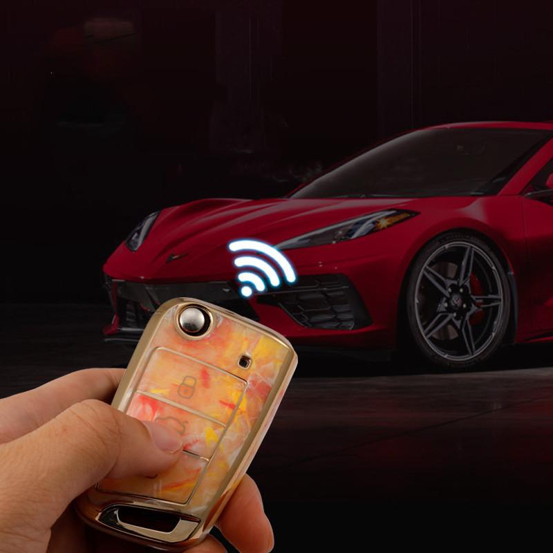 TPU Jade Muster Autoschlüsselbox Abdeckung Schutz Für Volkswagen VW Golf 7 MK7 Tiguan Mk2 für Skoda Octavia A7 Kodiaq 2017-2023