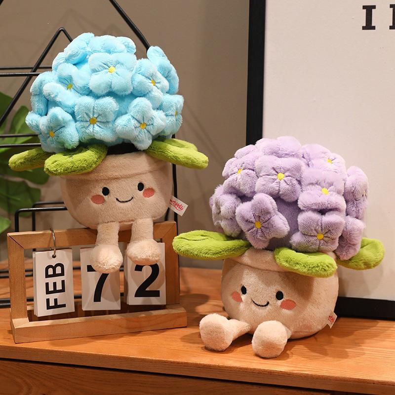 Peluche Orto Idrangea Cartone Animato: Bambola Pianta in Vaso e Cuscino per Arredo Casa