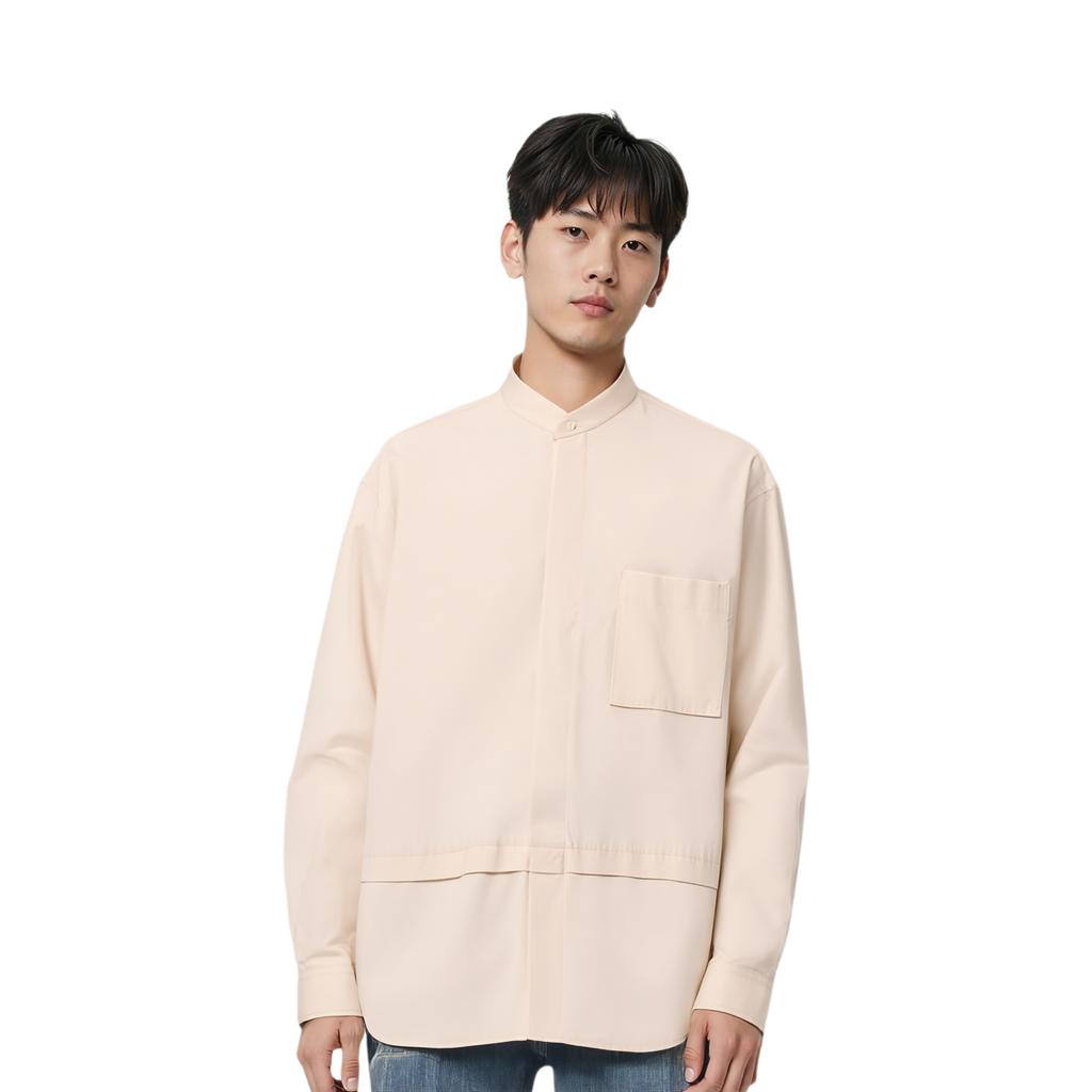 UNIQLO Jil Sander + J Collaboration Series Supima Cotton Casual Loose Collar Shirt Men shirts Light-Beige 436114-30