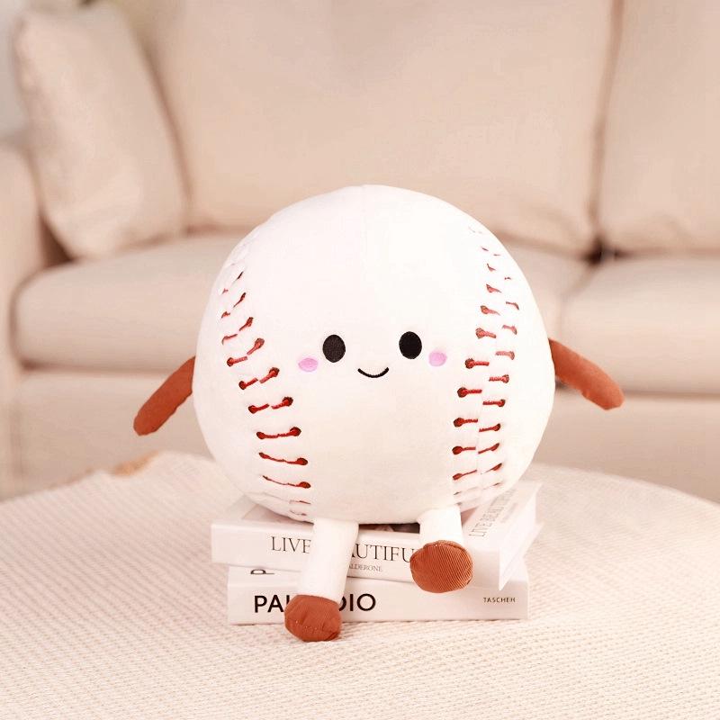Cartoon Sports Ball Plush Toy: Tennis, Badminton, Basketball Gift Doll for Kids & Boyfriend