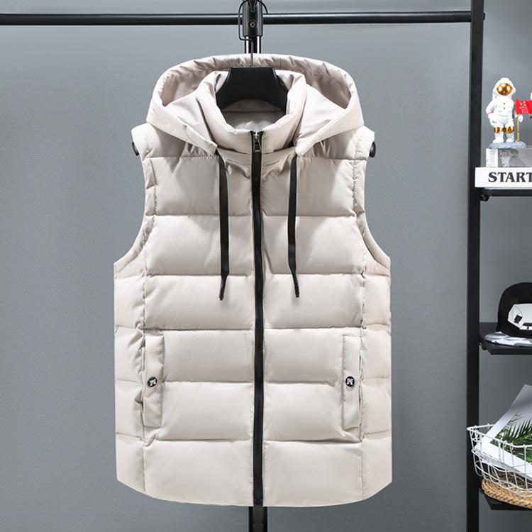Men's Vest Hooded Thickened Autumn and Winter Casual Men's Vest Jacket Fashion Waistcoat Warm Cotton Coat
