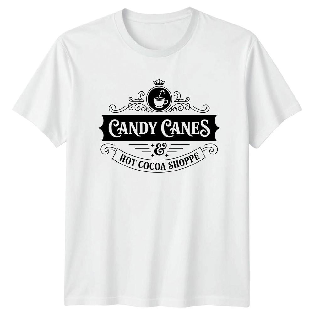 Candy Canes Hot Cocoa Shoppe Christmas Holidays Graphic Unisex Unisex Tee Shirt S