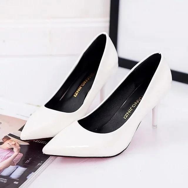Fashion Women Shoes Pointed Toe Pumps Patent Leather Dress Red 8CM High Heels Boat Shoes Shadow Wedding  for Wedding Women