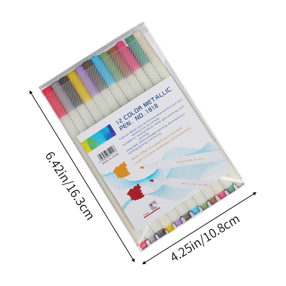 Metallic Painting Pen Set of 12 Color, Quick Dry Markers, Highlighters for Bible Journals Planners Books Notes