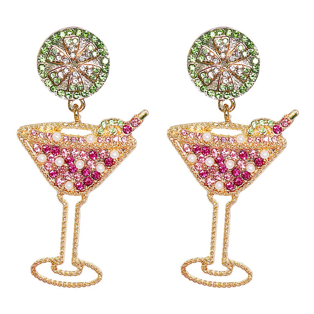 European American Popular Fruit Earrings Fashion Wine Glass Lemon Slice Earrings