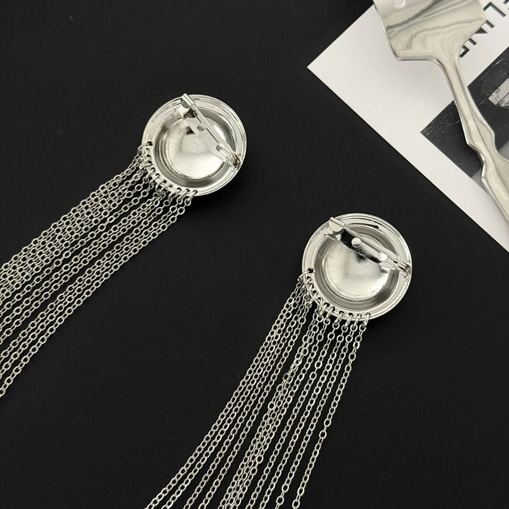 Geometric Multi Layer Metal Tassel Brooch Long Multi-layer Chains Pin Pins Clip Banquet Party