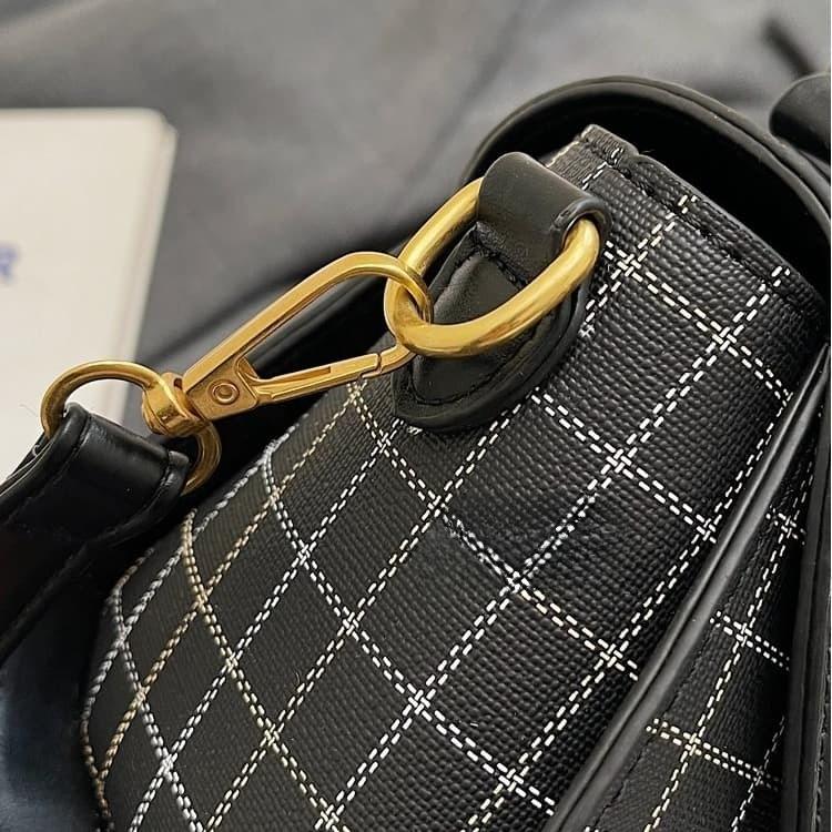 Plaid Splicing Flip Small Square Bag Women's Portable Messenger Bag