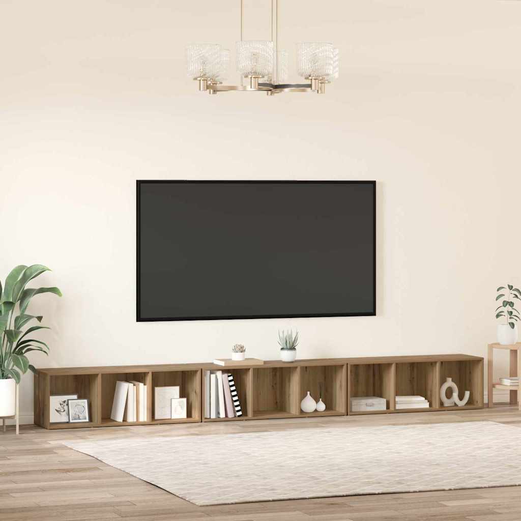 Wall Mounted TV Cabinet Set 3 pcs Artisan Oak Finish 37 x 35 x 107 cm