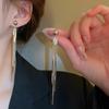 Minimalist Gold Color Snake Bone Chain Long Tassel Dangle Earrings for Women Daily Party Wear Face-slimming Statement Jewelry