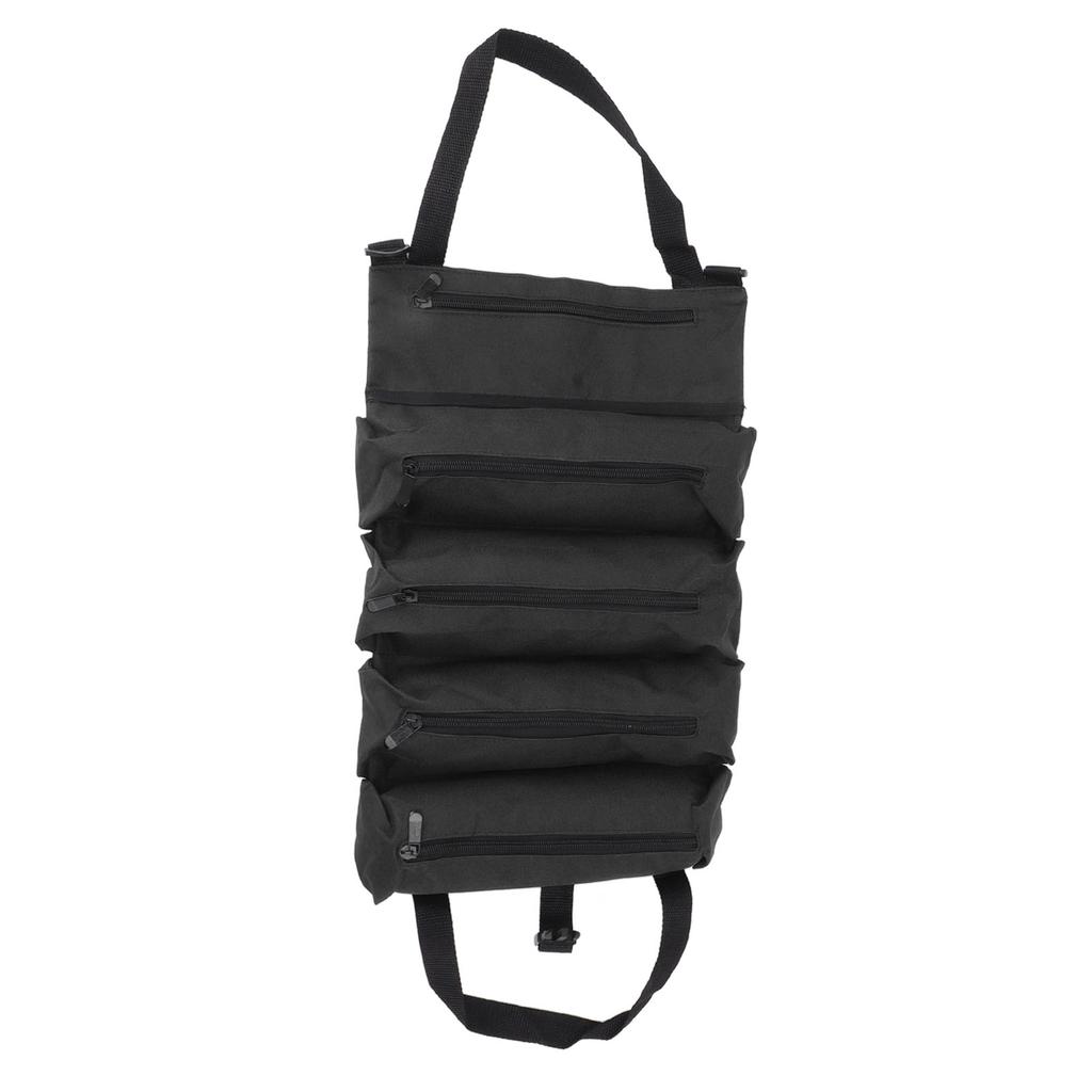 Roll Up Tool Bag 5 Zipper Pockets Portable Oxford Cloth Electricians Tool Bag for Carpenter Plumber