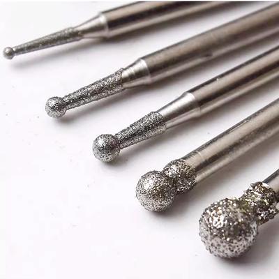 Set da 11 Pezzi Testa di Rettifica a Diamante Utensili per Intaglio Giada Incisione Utensile Rotante Sferico a Bava Gambo da 2,35 mm Sfera Rotonda