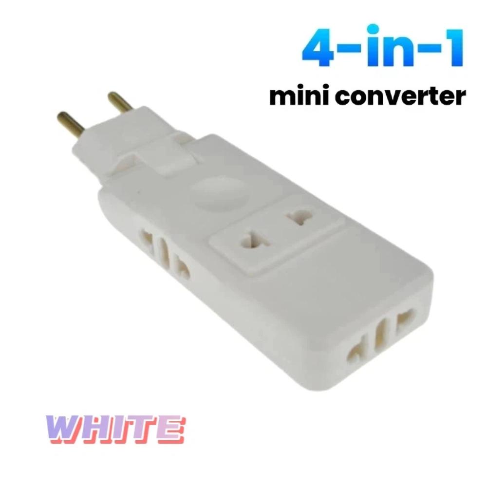 

4 in 1 EU Plug Adapter – 180° Rotating Wall Outlet Extender, Portable Power Converter with AC Sockets белый
