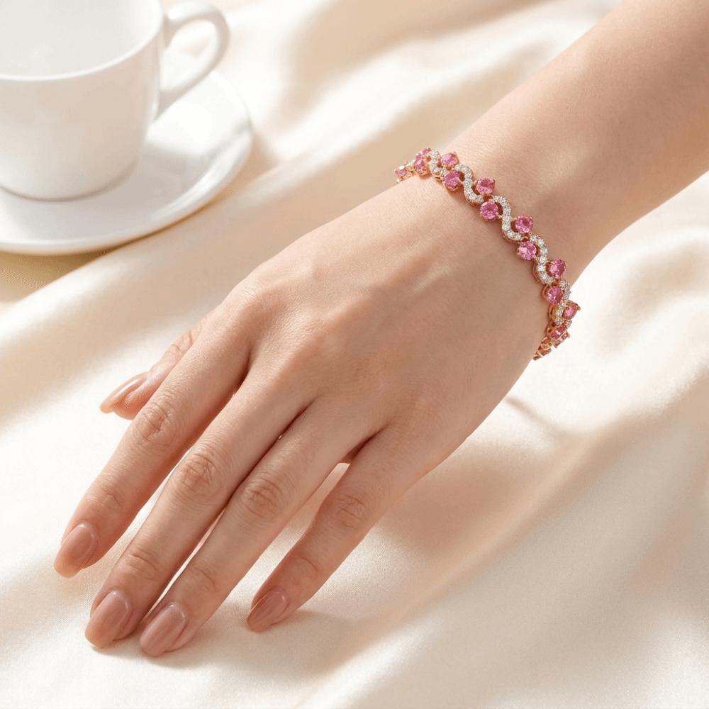 Colorful Crystal Gemstone Bracelet Zinc Zinc Alloy Fashion Jewelry Zircon Cross Hand Chain  Dinner Parties