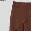 INCERUN Men Back Elastic Waist Casual Long Front Layers Harem Pants Trousers